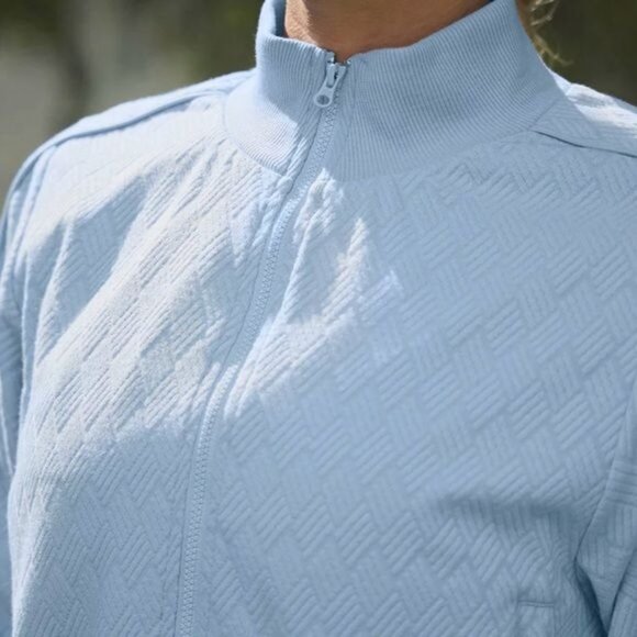 ALO Yoga Cropped Doubles Only Full Zip Jacket in Seashell Blue - Picture 5 of 6